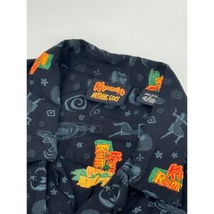 Vintage Kahlua Anything Goes Mens‎ Large Rayon Rum-Cola Print Shirt Black
